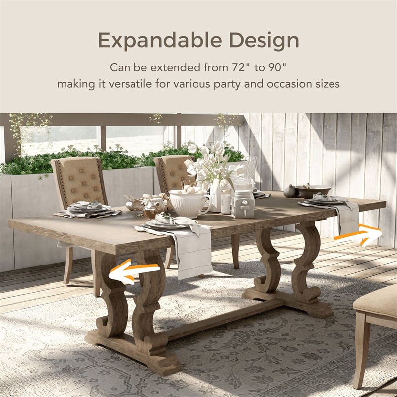 Bowery Hill Rustic Solid Wood Dining Table in Natural Tone Finish