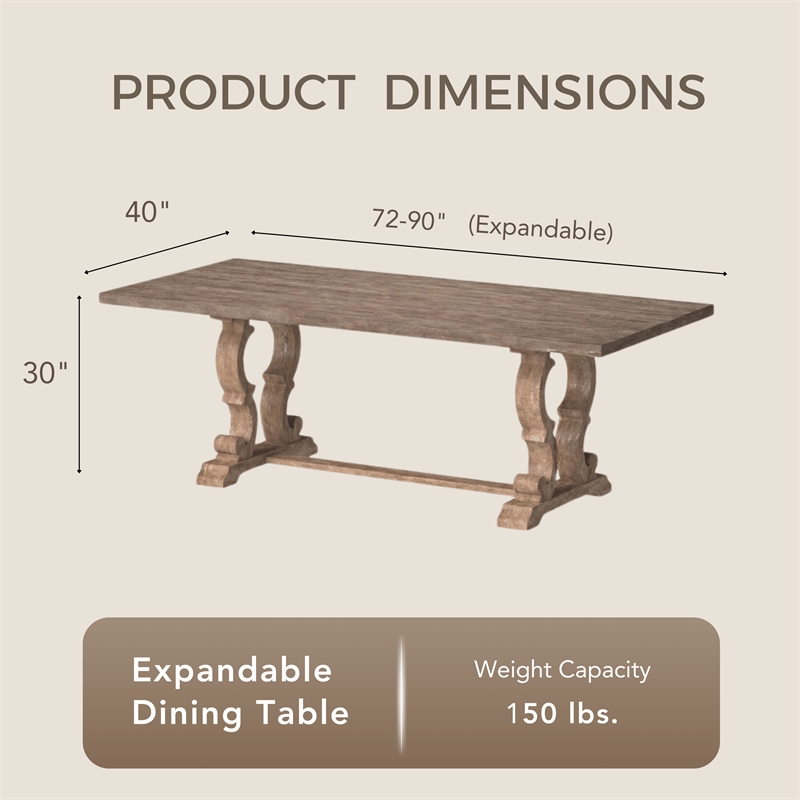 Bowery Hill Rustic Solid Wood Dining Table in Natural Tone Finish