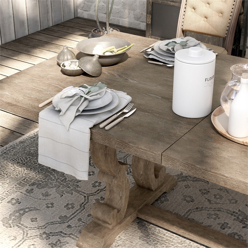 Bowery Hill Rustic Solid Wood Dining Table in Natural Tone Finish
