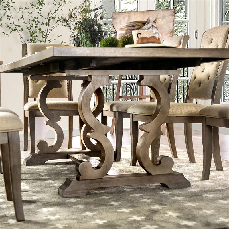 Bowery Hill Rustic Solid Wood Dining Table in Natural Tone Finish