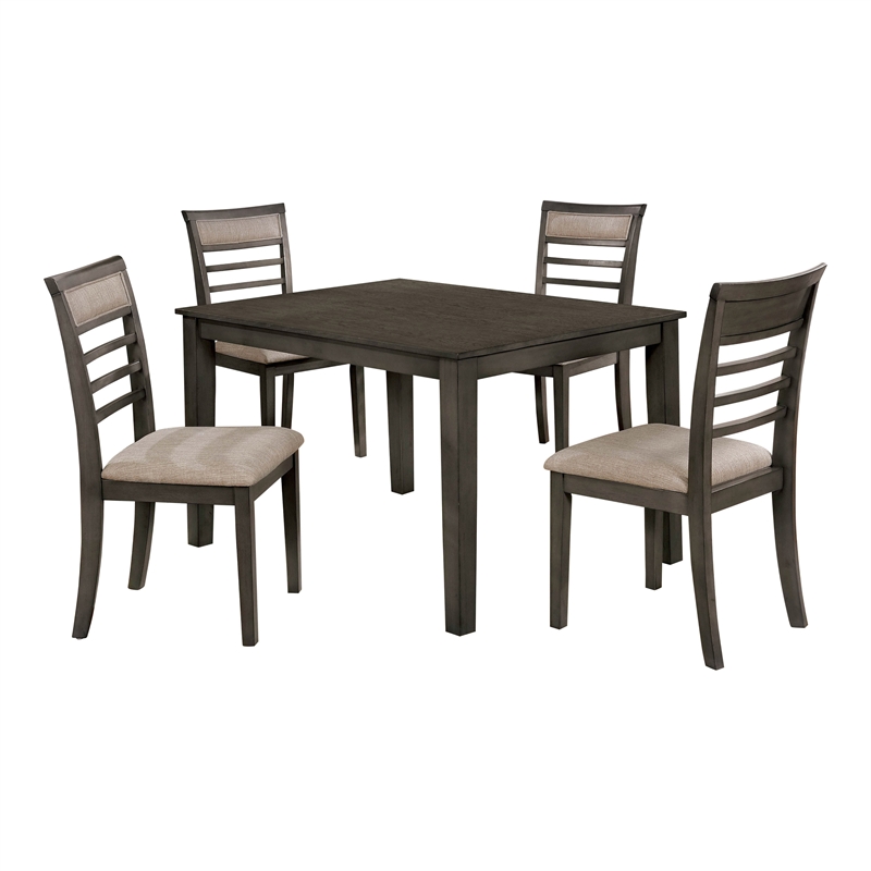 Bowery Hill Weathered Gray 5-Piece Rustic Dining Set with Ladder Chairs