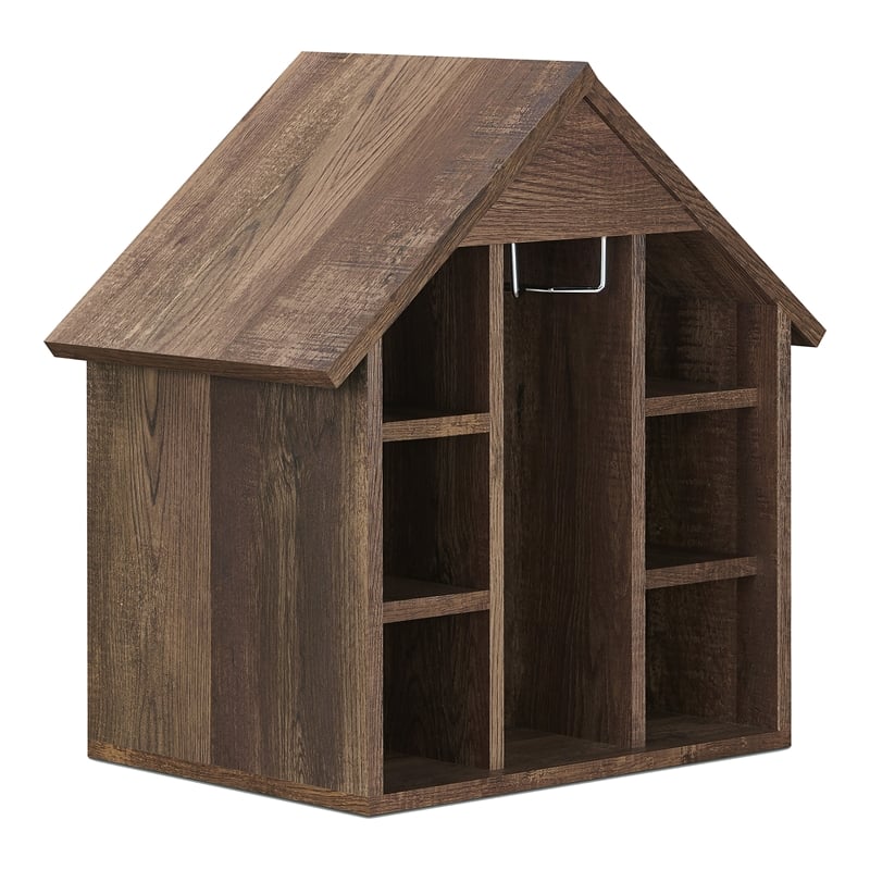 Bowery Hill Rustic Wood 6-Bottle Wine Rack in Reclaimed Oak