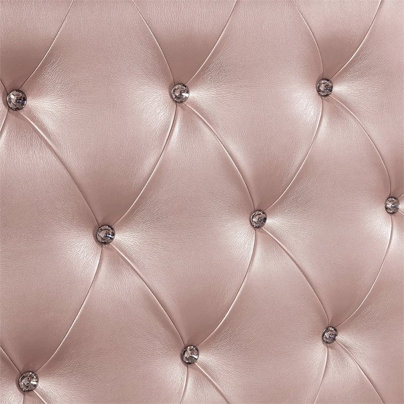 Bowery Hill Solid Wood Tufted Full Panel Bed in Rose Gold