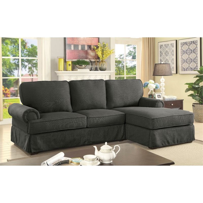 Bowery Hill Transitional Fabric Right Facing Sectional in Gray