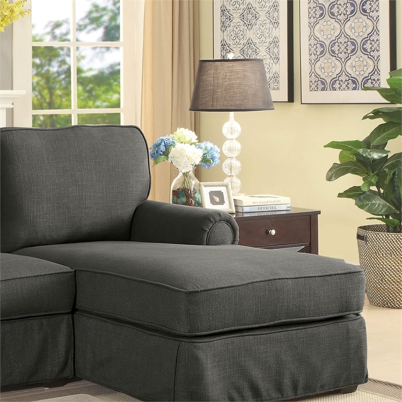 Bowery Hill Transitional Fabric Right Facing Sectional in Gray