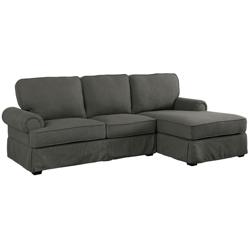 Bowery Hill Transitional Fabric Right Facing Sectional in Gray