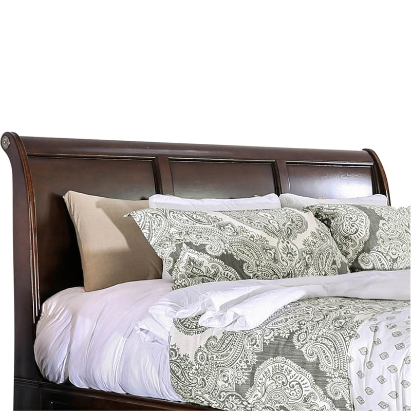 Bowery Hill Wood California King Storage Bed in Brown Cherry