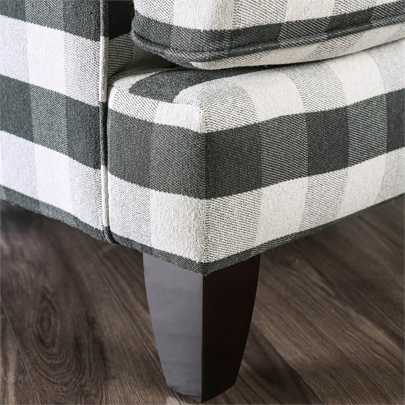 Bowery Hill Chenille Striped Accent Chair in Ivory and Black