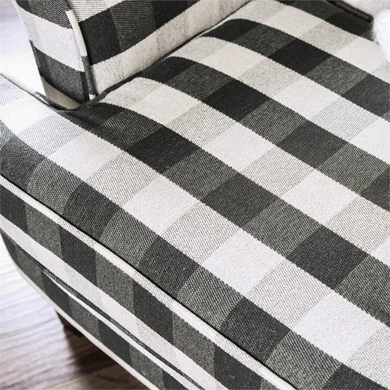 Bowery Hill Chenille Striped Accent Chair in Ivory and Black