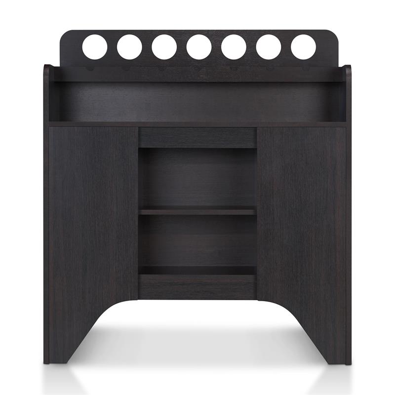 Bowery Hill Contemporary Wood Buffet with 7-Bottle Storage in Espresso