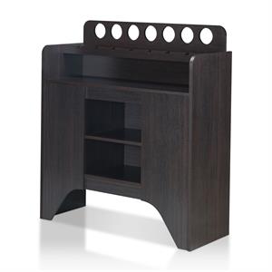 Bowery Hill Contemporary Wood Buffet with 7-Bottle Storage in Espresso