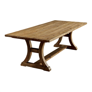 Bowery Hill Solid Pine Wood Dining Table in Rustic Brown Finish