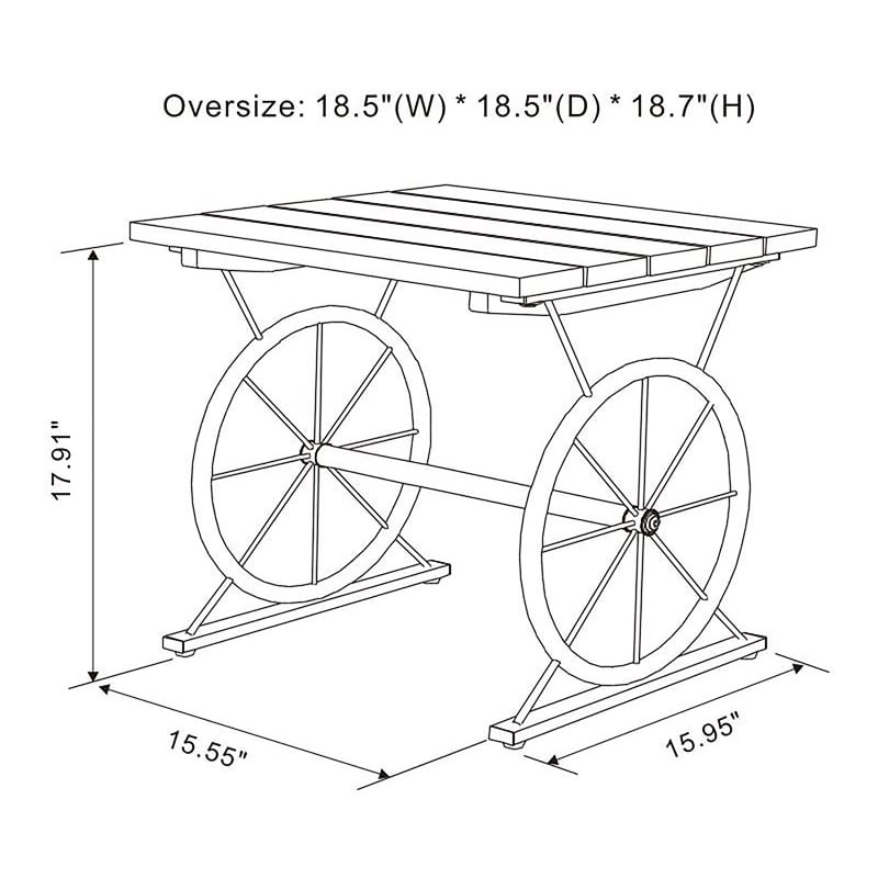 Bowery Hill Wood and Steel Wheel-Base End Table in Warm Oak & Black