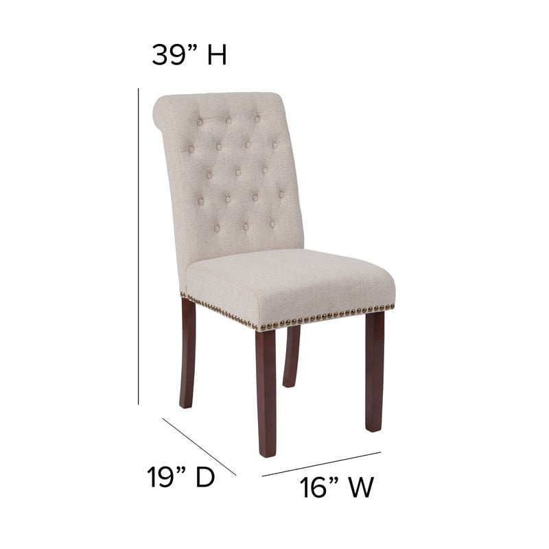 Bowery Hill Upholstered Parsons Dining Side Chair in Beige Fabric