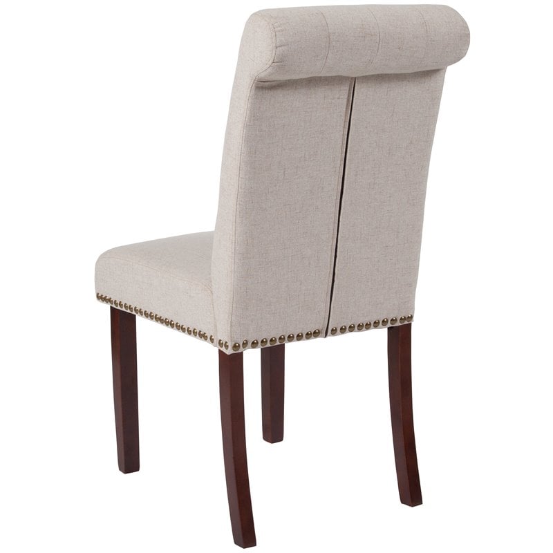 Bowery Hill Upholstered Parsons Dining Side Chair in Beige Fabric