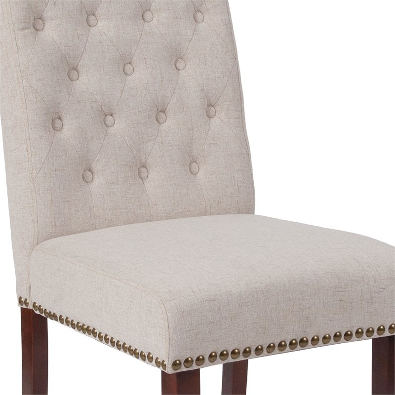 Bowery Hill Upholstered Parsons Dining Side Chair in Beige Fabric