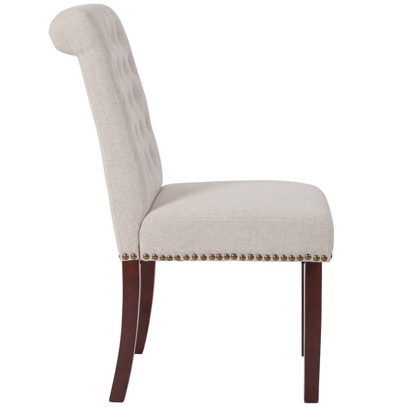Bowery Hill Upholstered Parsons Dining Side Chair in Beige Fabric
