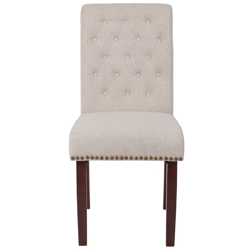 Bowery Hill Upholstered Parsons Dining Side Chair in Beige Fabric
