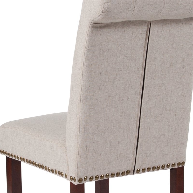 Bowery Hill Upholstered Parsons Dining Side Chair in Beige Fabric