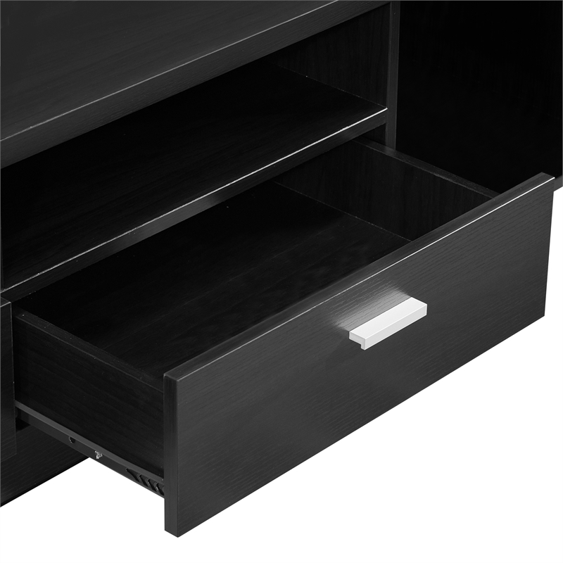 Bowery Hill Multi-Storage 72-Inch Wood TV Stand in Black Finish