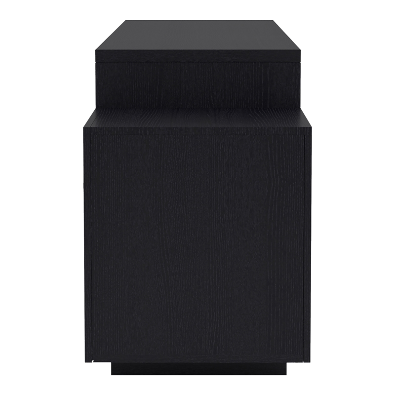 Bowery Hill Multi-Storage 72-Inch Wood TV Stand in Black Finish