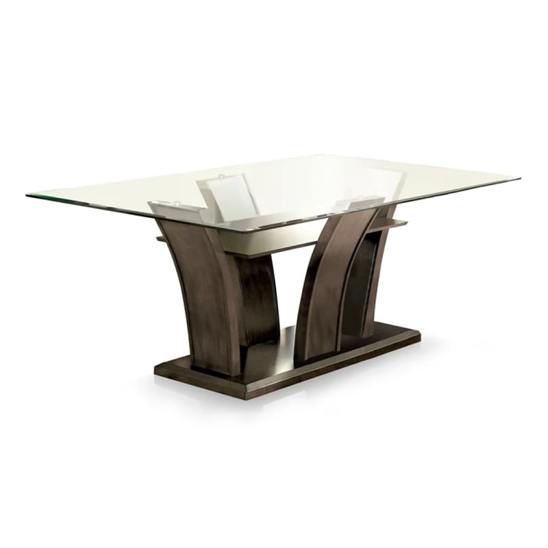 Bowery Hill 7-Piece Contemporary Wood Dining Table Set in Brown Cherry Finish