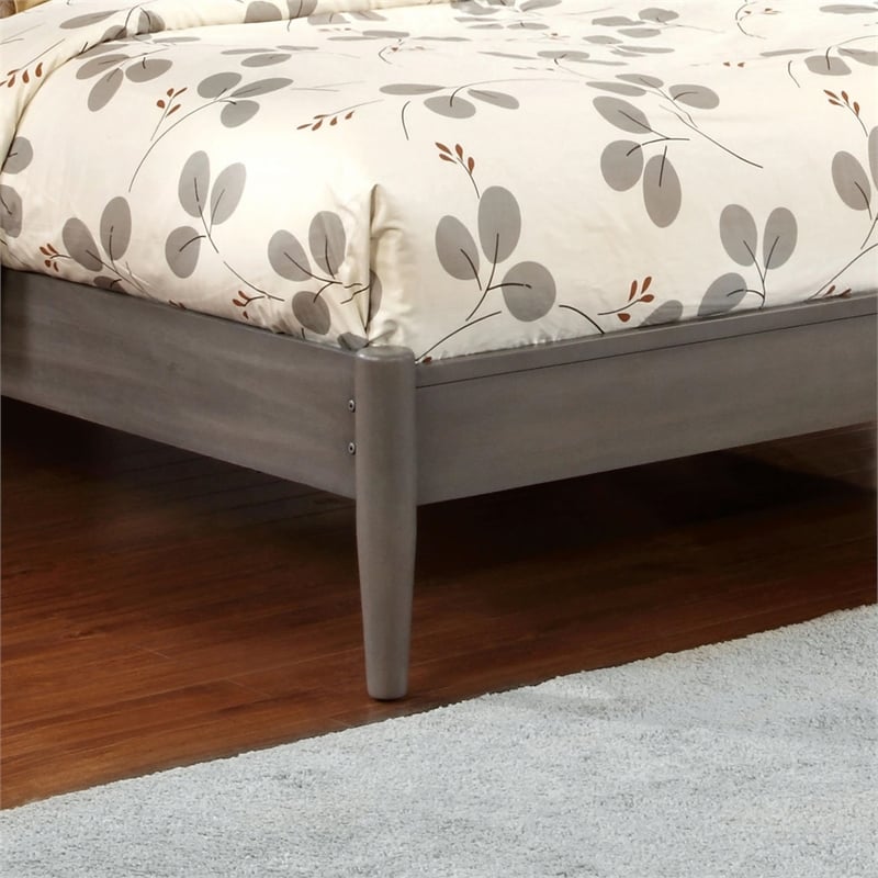 Bowery Hill Solid Wood King Platform Bed in Gray Finish