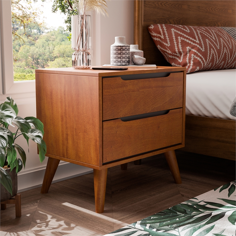 Bowery Hill 4-Piece Oak Wood King Bedroom Set with Dresser and Mirror