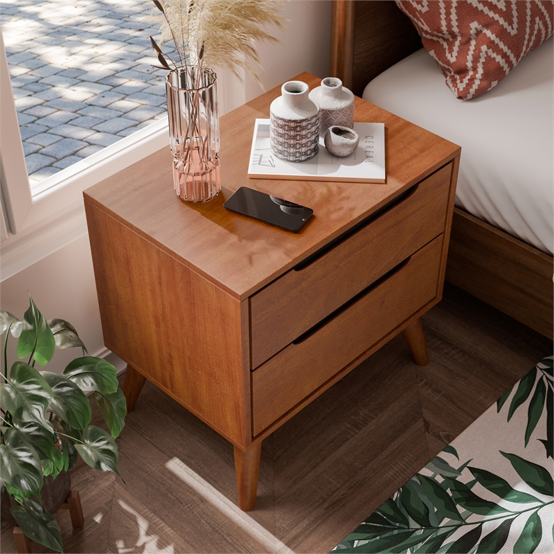 Bowery Hill 4-Piece Oak Wood King Bedroom Set with Dresser and Mirror