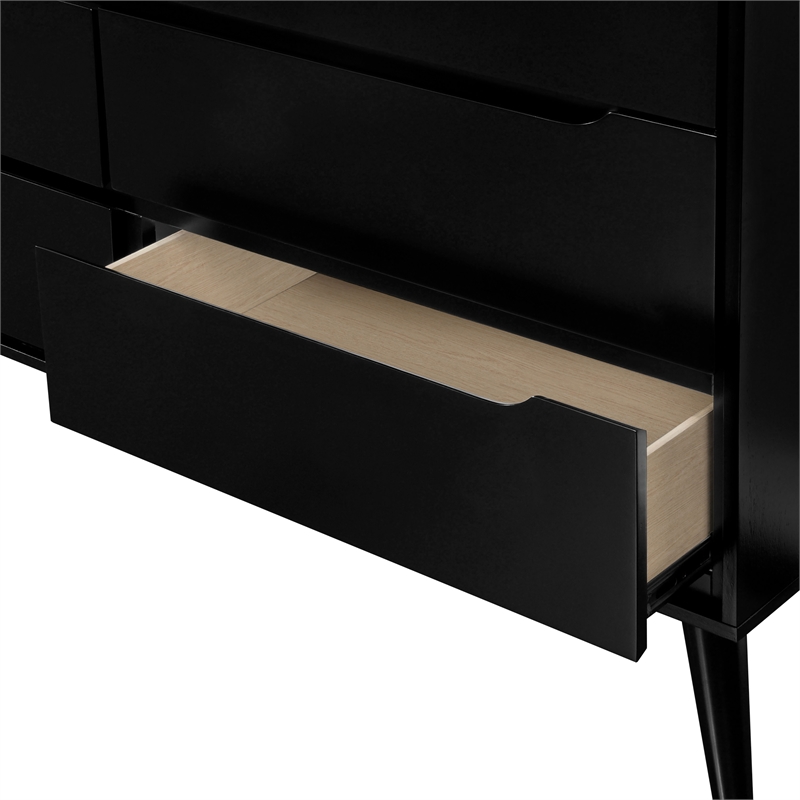 Bowery Hill 4-Piece Black Wood King Bedroom Set with Dresser and Mirror