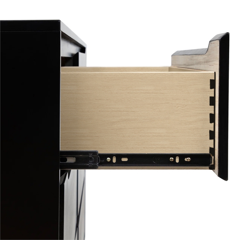 Bowery Hill 4-Piece Black Wood King Bedroom Set with Dresser and Mirror