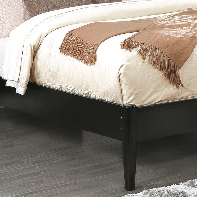 Bowery Hill 4-Piece Black Wood King Bedroom Set with Dresser and Mirror