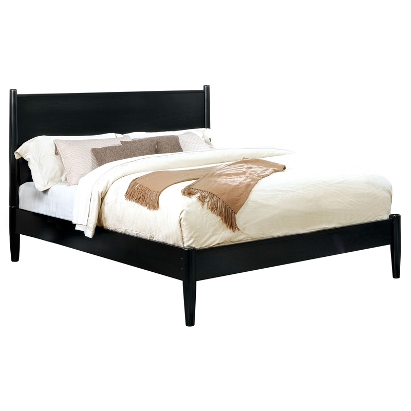 Bowery Hill 4-Piece Black Wood King Bedroom Set with Dresser and Mirror