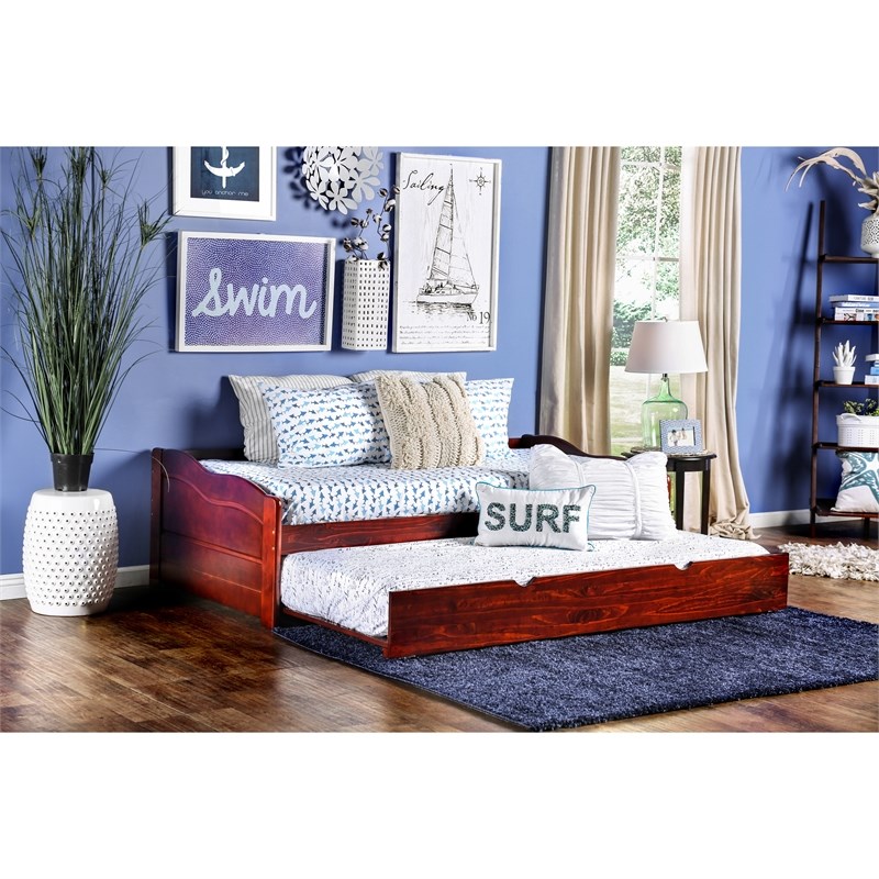 Bowery Hill Wood Daybed with Twin Trundle in Cherry Finish