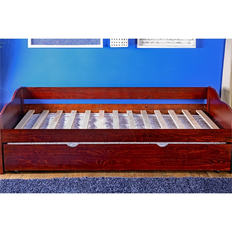 Bowery Hill Wood Daybed with Twin Trundle in Cherry Finish