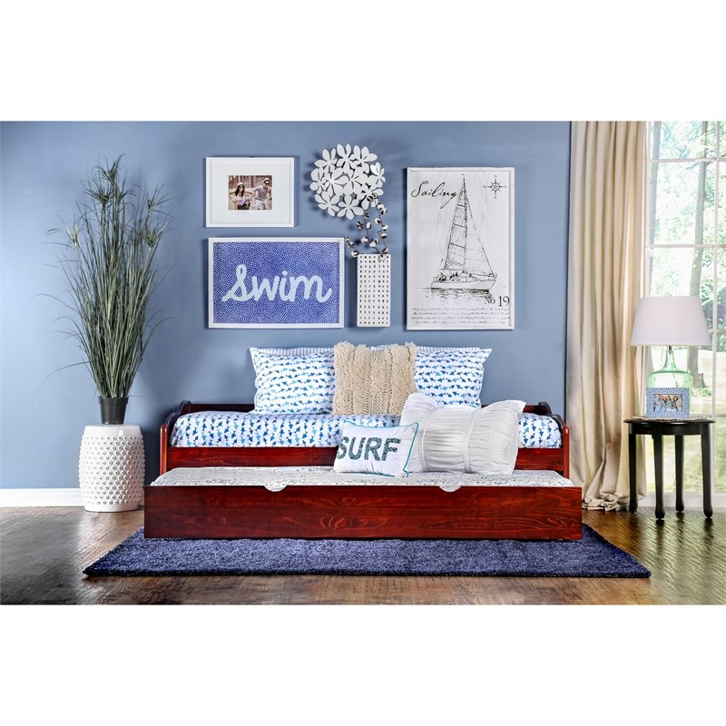 Bowery Hill Wood Daybed with Twin Trundle in Cherry Finish