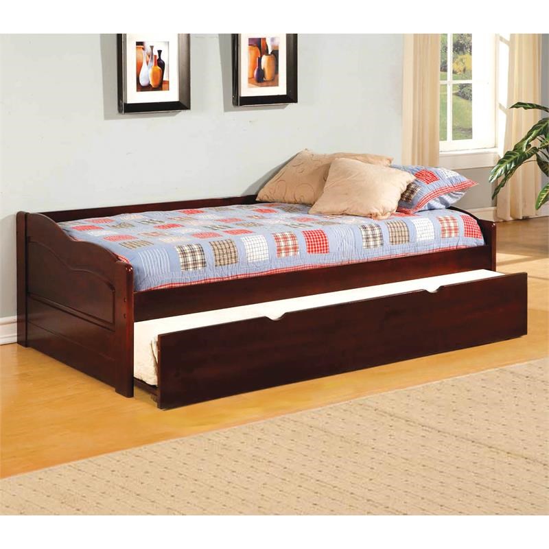 Bowery Hill Wood Daybed with Twin Trundle in Cherry Finish