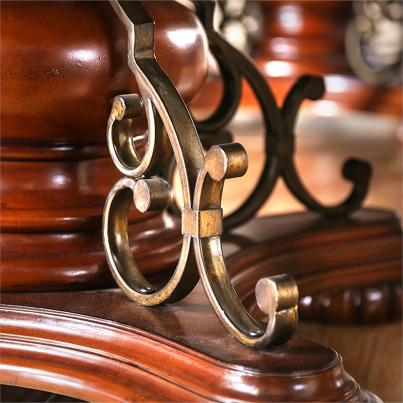 Bowery Hill Traditional Wood Pedestal Dining Table in Brown Cherry