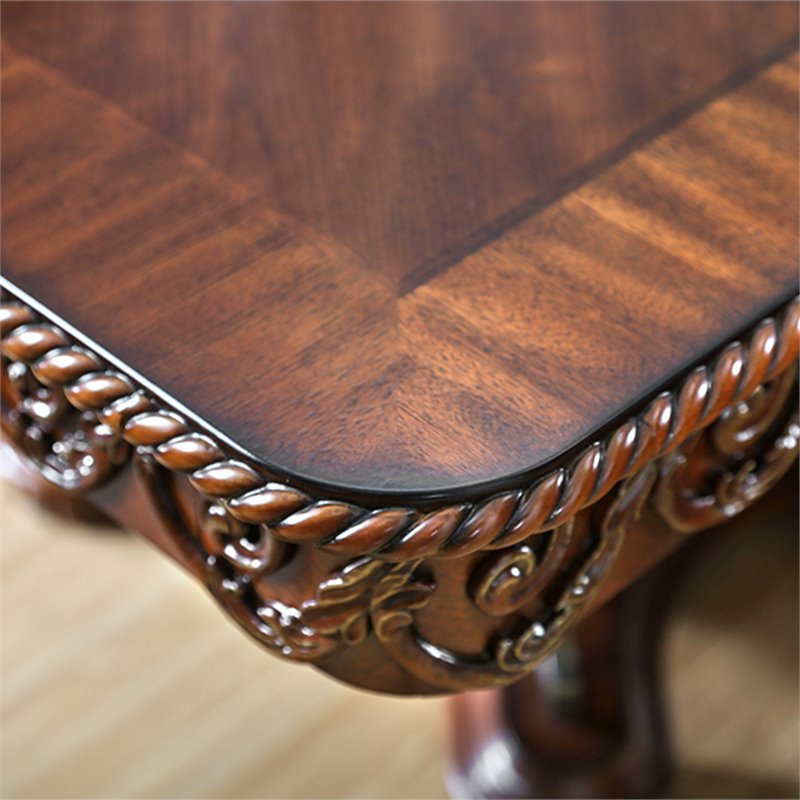 Bowery Hill Traditional Wood Pedestal Dining Table in Brown Cherry