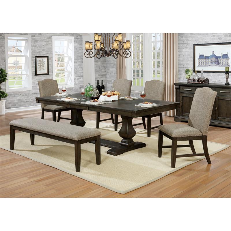 Bowery Hill 6-Piece Solid Wood Dining Table Set in Espresso Finish