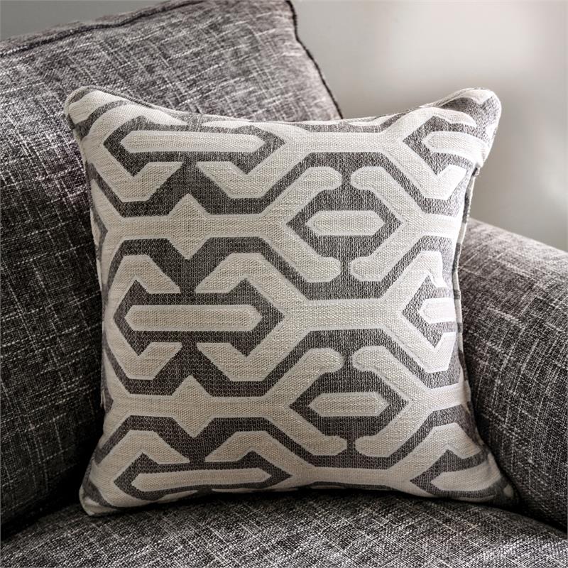 Bowery Hill Transitional Fabric Armchair in Gray with Rolled Arms
