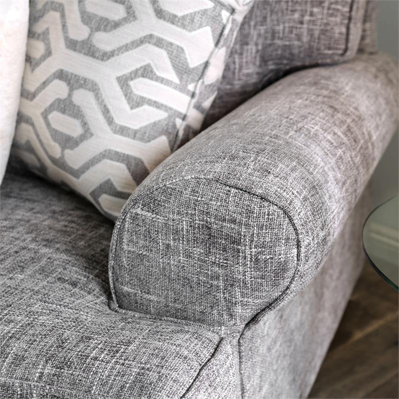 Bowery Hill Transitional Fabric Armchair in Gray with Rolled Arms