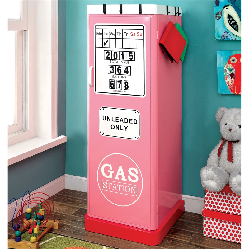 Bowery Hill Contemporary Metal 2-Shelf Kids Closet in Pink