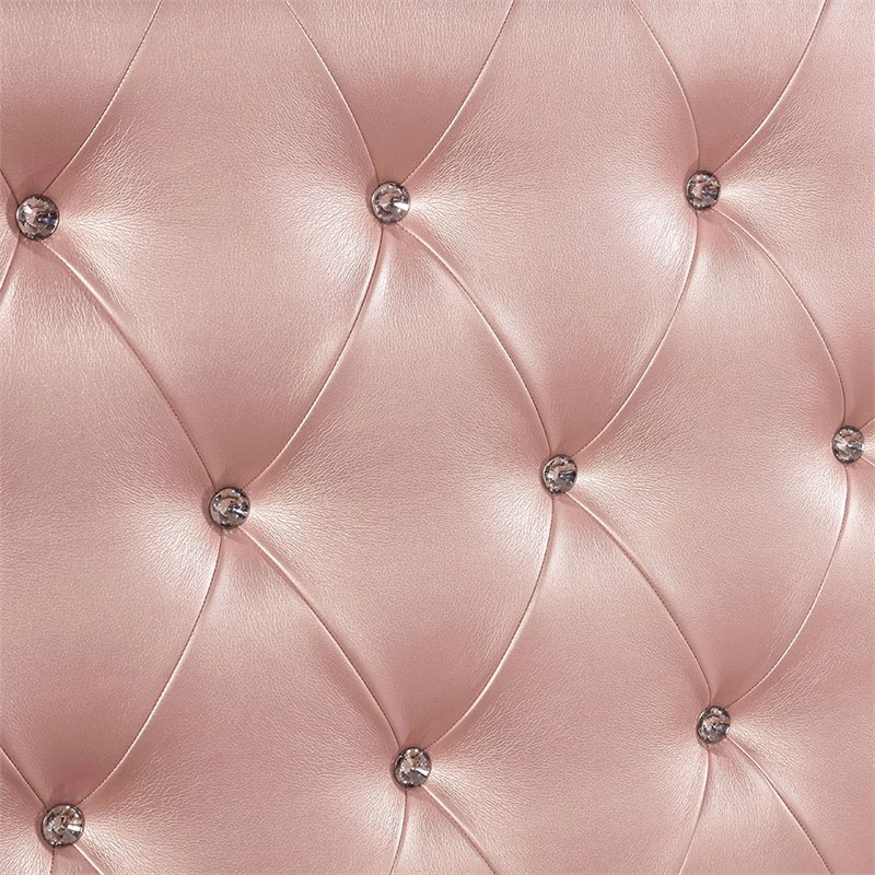 Bowery Hill Contemporary Wood Twin Bed in Rose Gold with Faux Leather Upholstery