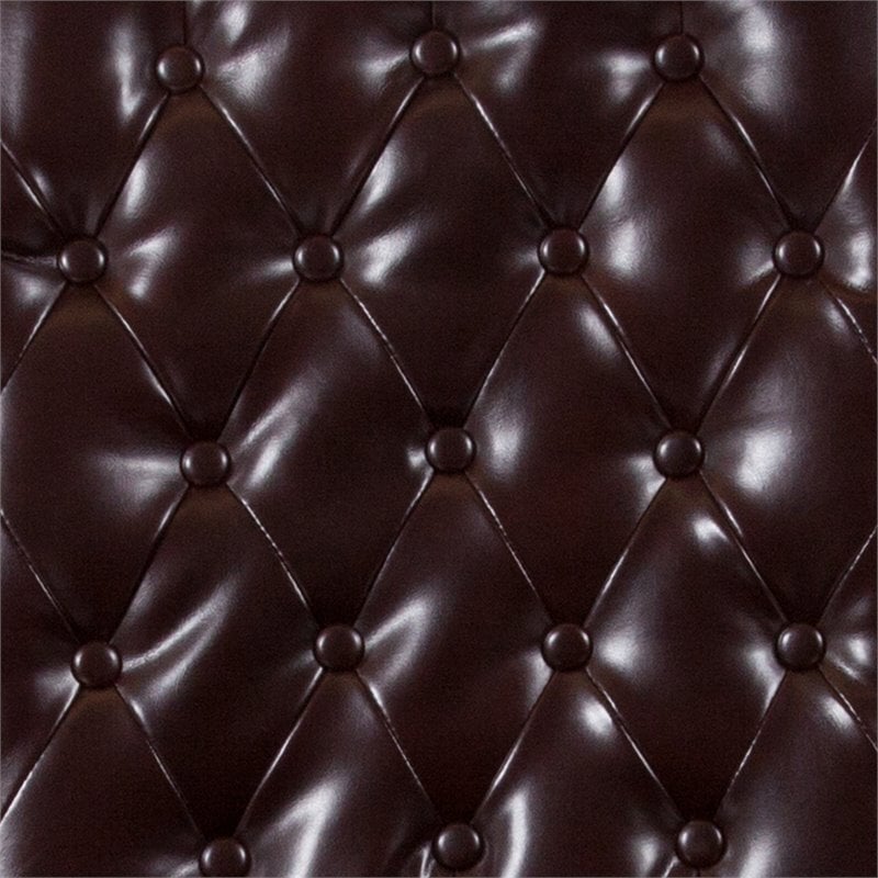 Bowery Hill Leather Upholstered Parson Dining Side Chair in Brown