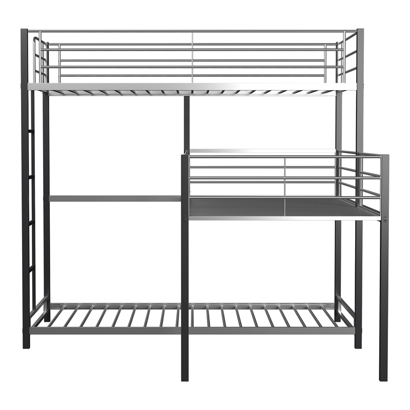 Bowery Hill Metal Twin Triple Bunk Bed in Sand Black Finish