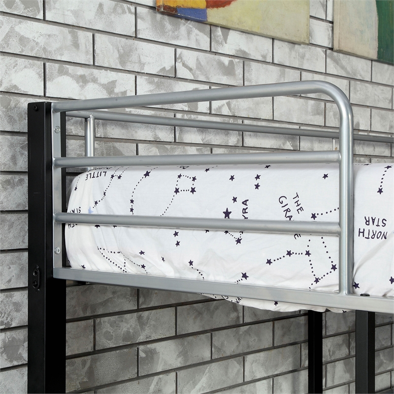 Bowery Hill Metal Twin Triple Bunk Bed in Sand Black Finish