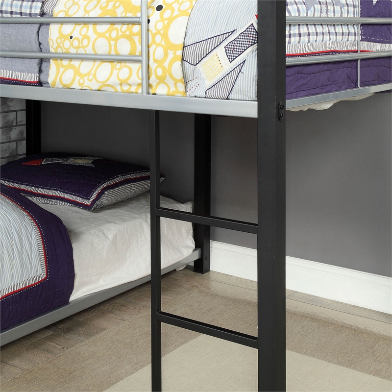 Bowery Hill Metal Twin Triple Bunk Bed in Sand Black Finish