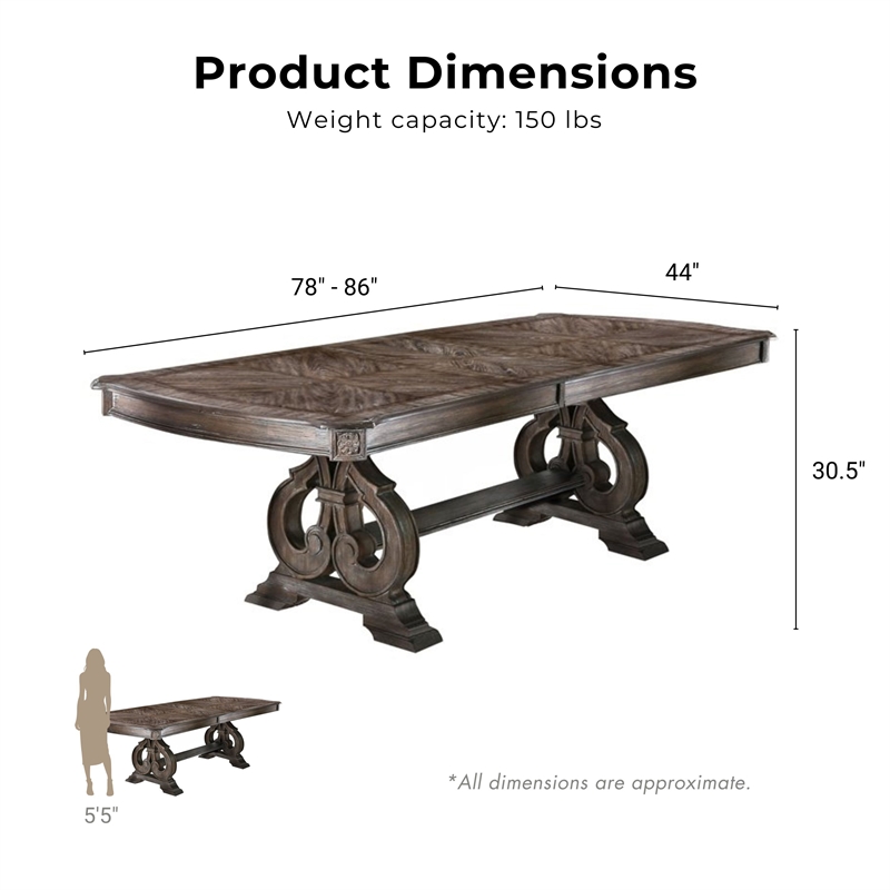 Bowery Hill Rustic Wood Dining Table with Double Pedestal Base