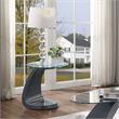 Bowery Hill Contemporary Glass Top End Table in Gray with Abstract Base